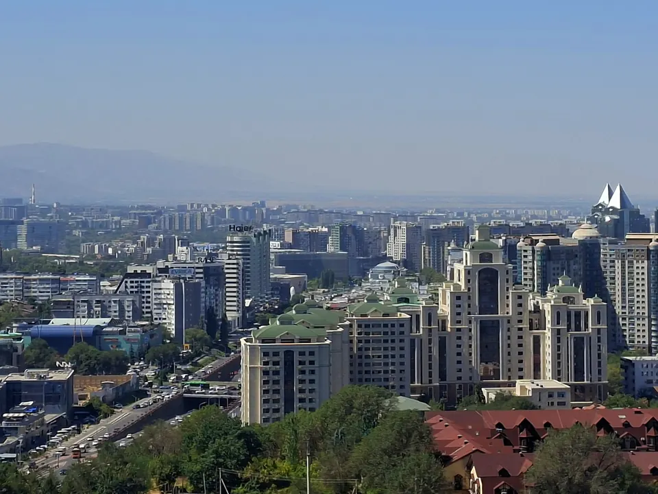 Business district of Almaty, Kazakhstan, seen from Kok-Tobe hill