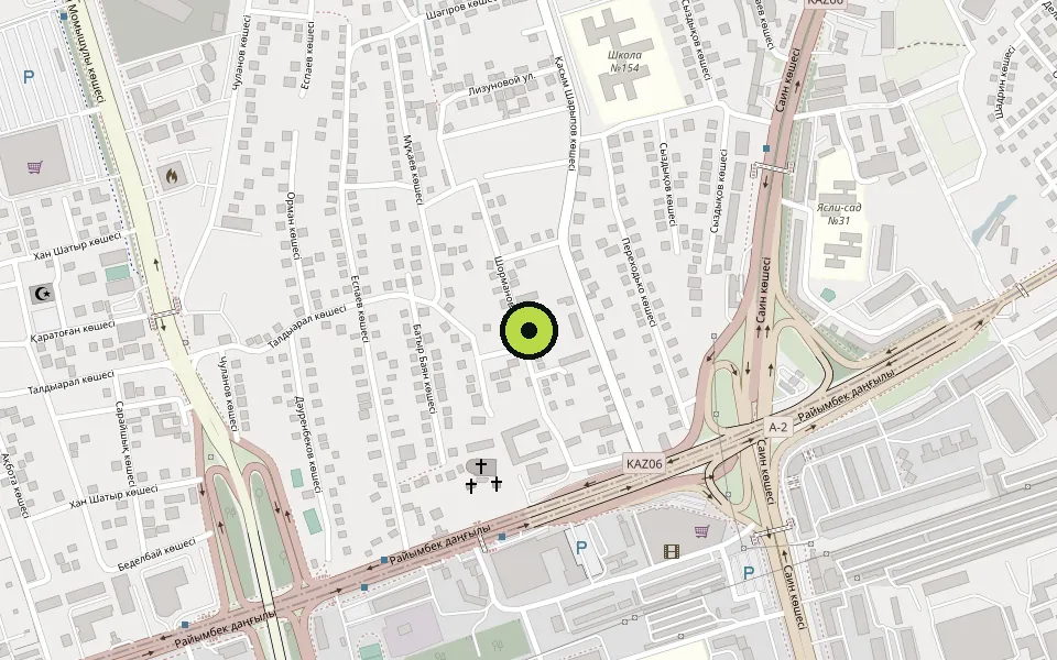 Map showing the BDK office at Shormanova 16/1, Almaty